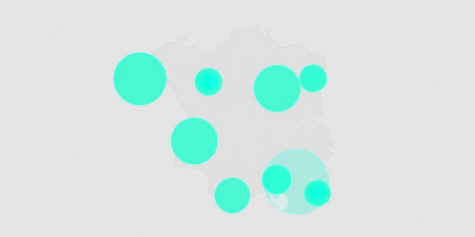 Illustration of the AED coverage map of Belgium with overlapping coverage zones